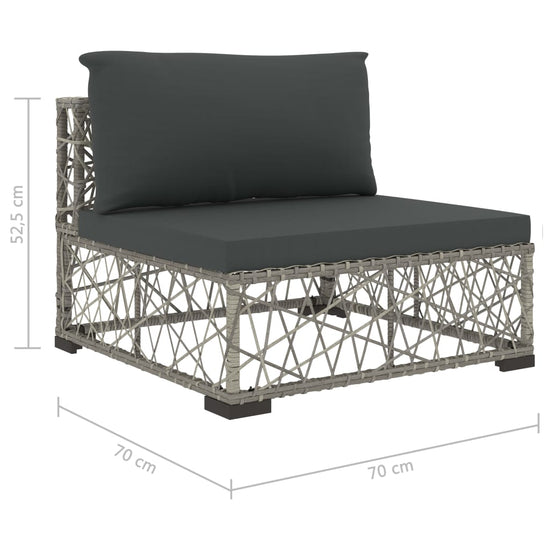 6-delige Loungeset met kussens poly rattan grijs MeubelReus