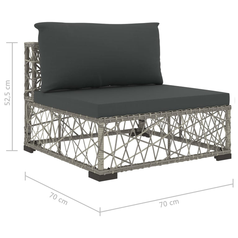 6-delige Loungeset met kussens poly rattan grijs MeubelReus