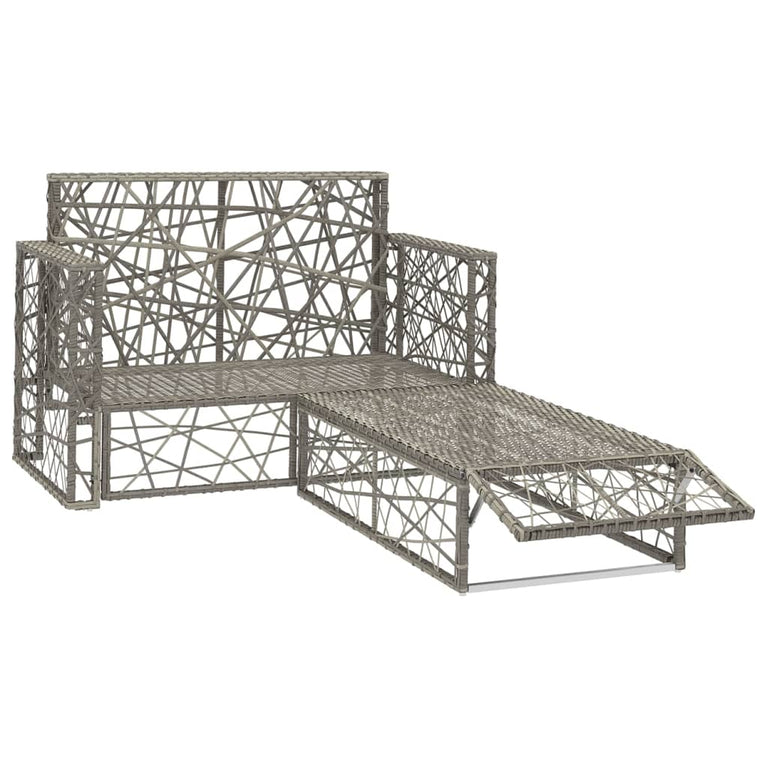 2-delige Loungeset met kussens poly rattan grijs MeubelReus