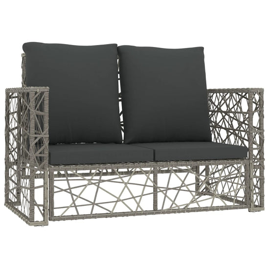 2-delige Loungeset met kussens poly rattan grijs MeubelReus
