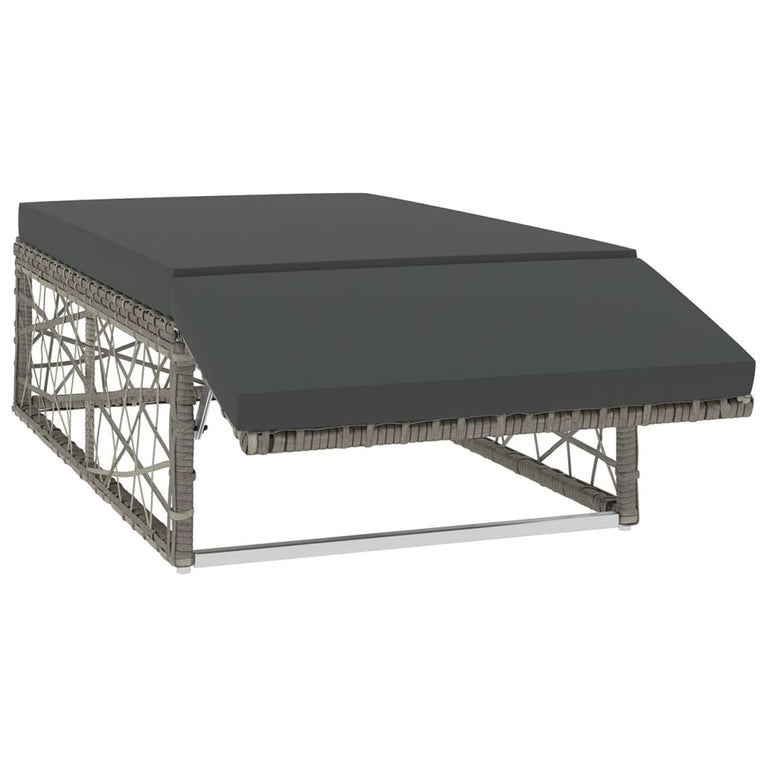 2-delige Loungeset met kussens poly rattan grijs MeubelReus