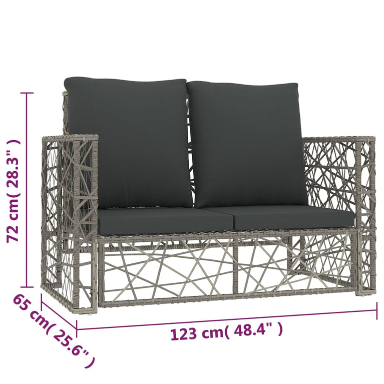 2-delige Loungeset met kussens poly rattan grijs MeubelReus