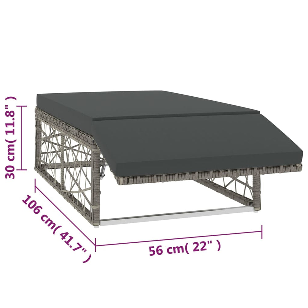 2-delige Loungeset met kussens poly rattan grijs MeubelReus