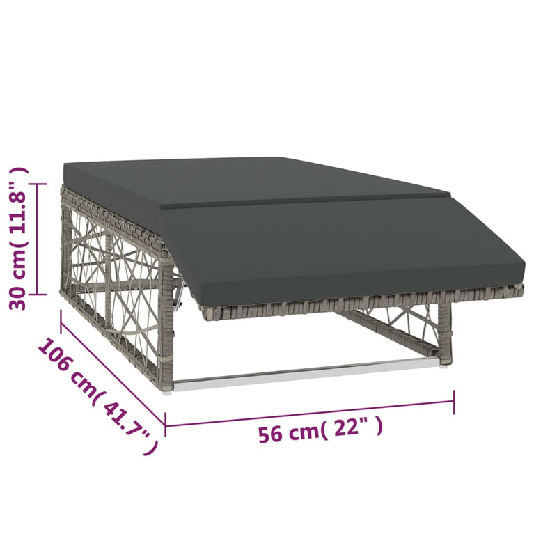 2-delige Loungeset met kussens poly rattan grijs MeubelReus