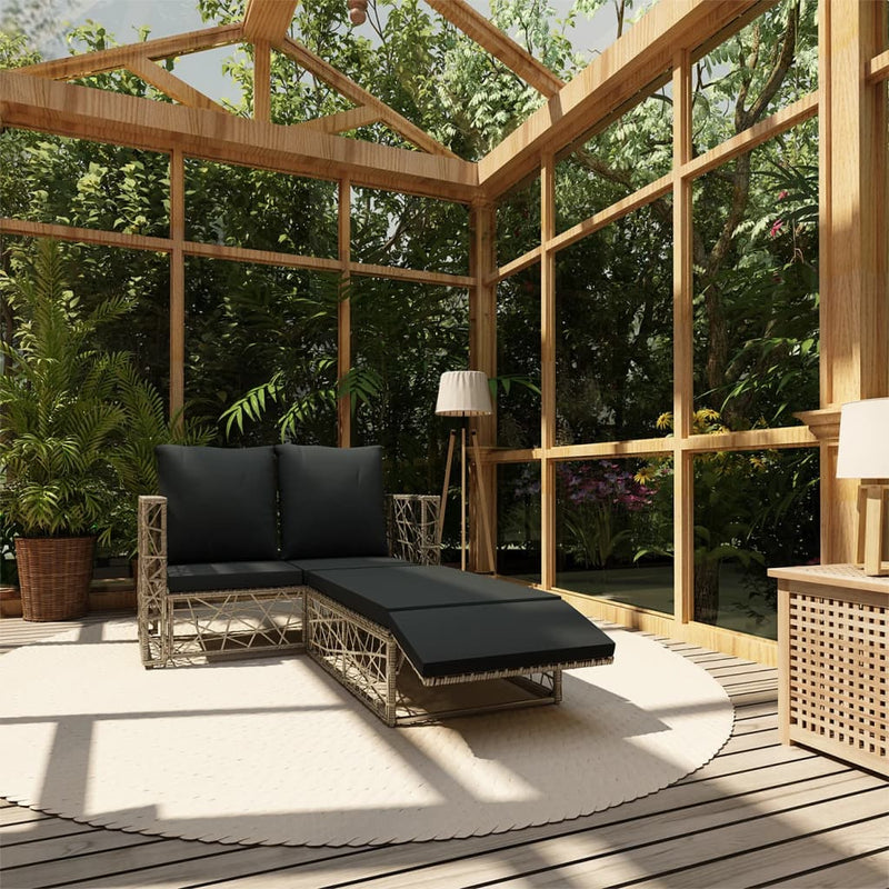2-delige Loungeset met kussens poly rattan grijs MeubelReus