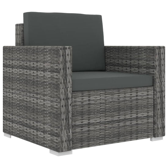 8-delige Loungeset met kussens poly rattan grijs 