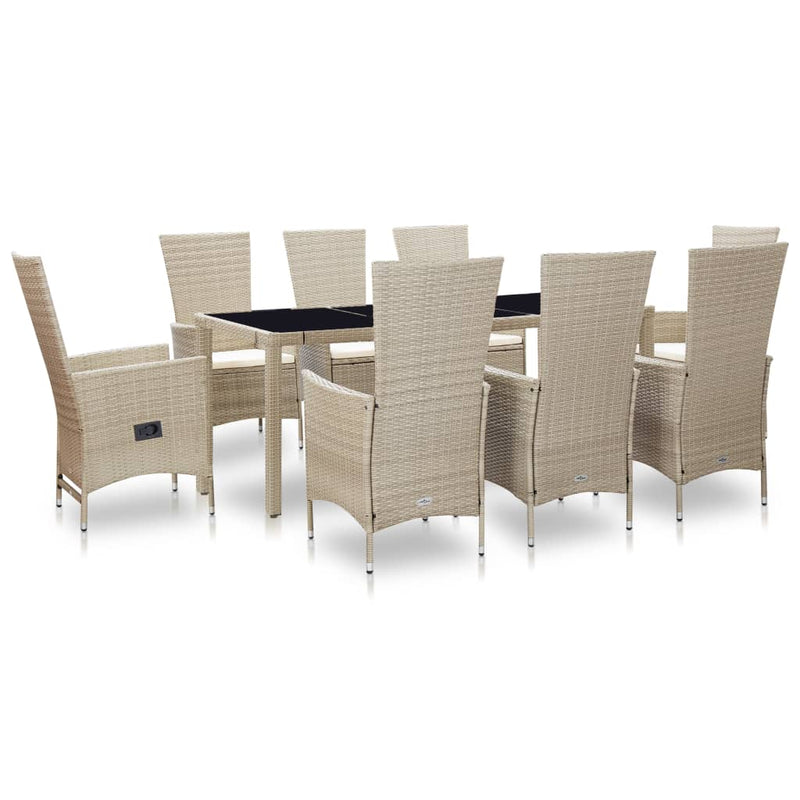 9-delige Tuinset met kussens poly rattan beige MeubelReus