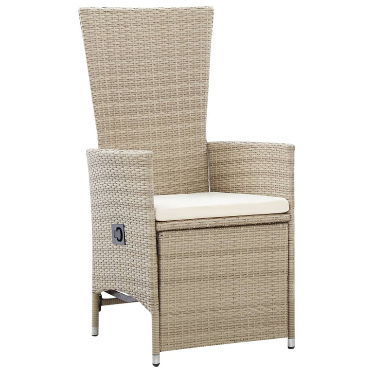 Tuinstoelen 2 st verstelbaar met kussens poly rattan beige MeubelReus