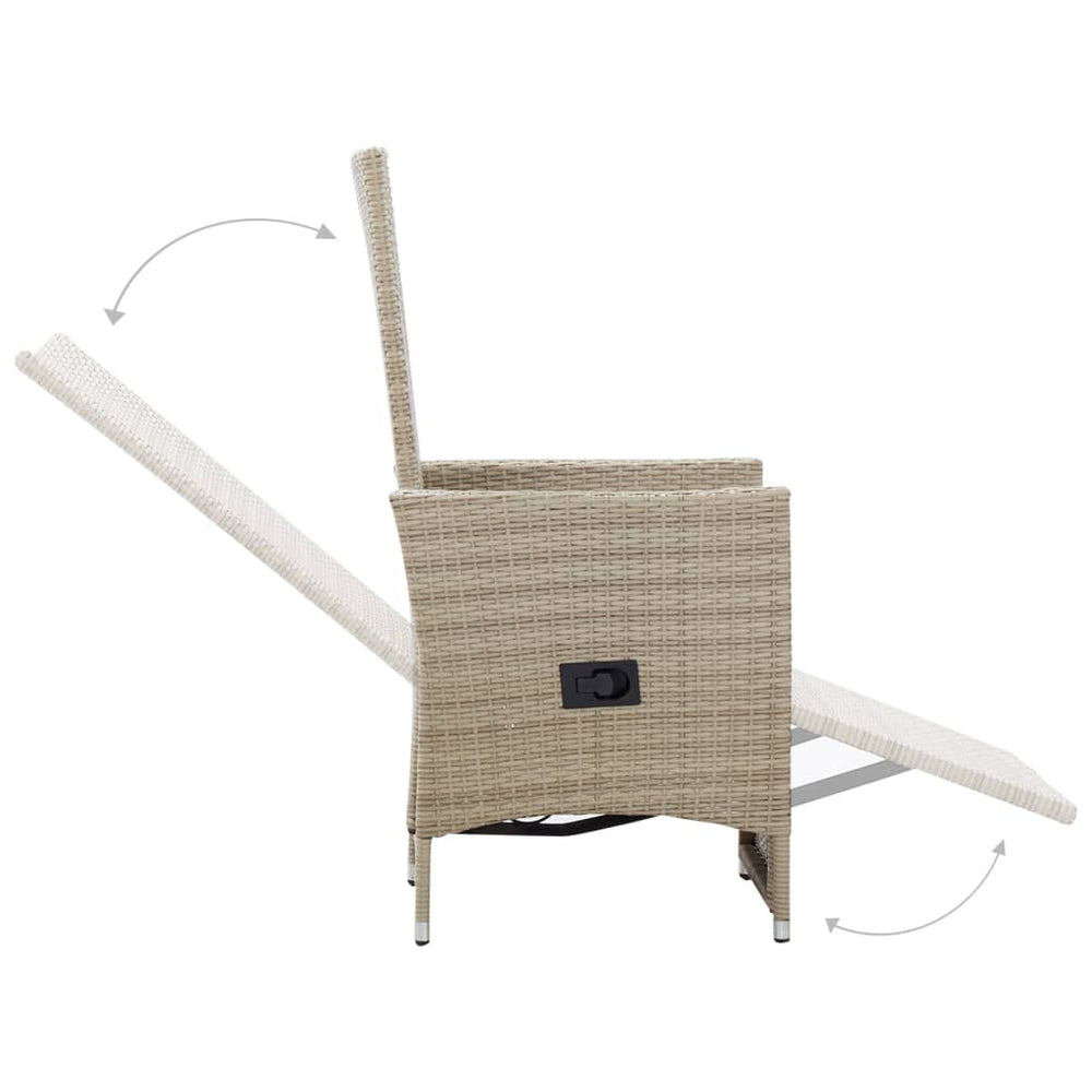 Tuinstoelen 2 st verstelbaar met kussens poly rattan beige MeubelReus