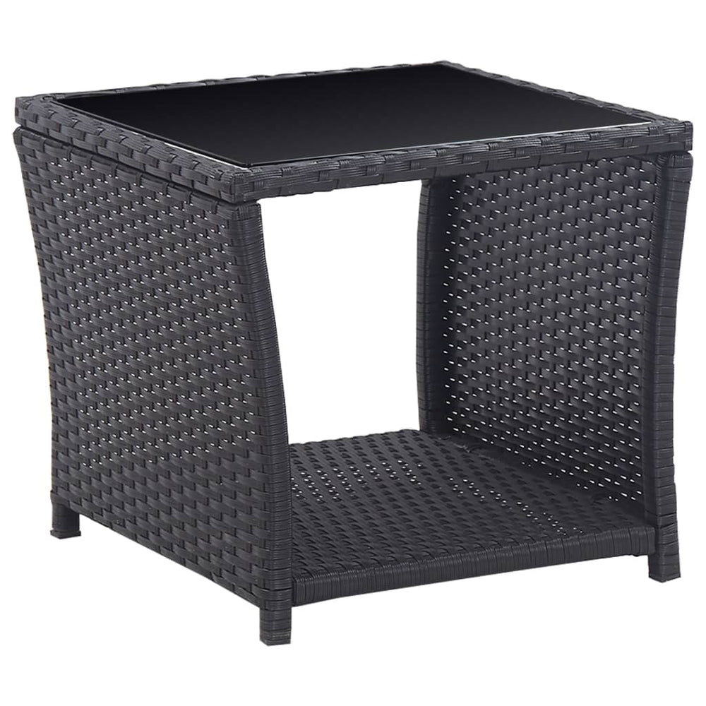 3-delige Bistroset met kussens poly rattan zwart MeubelReus