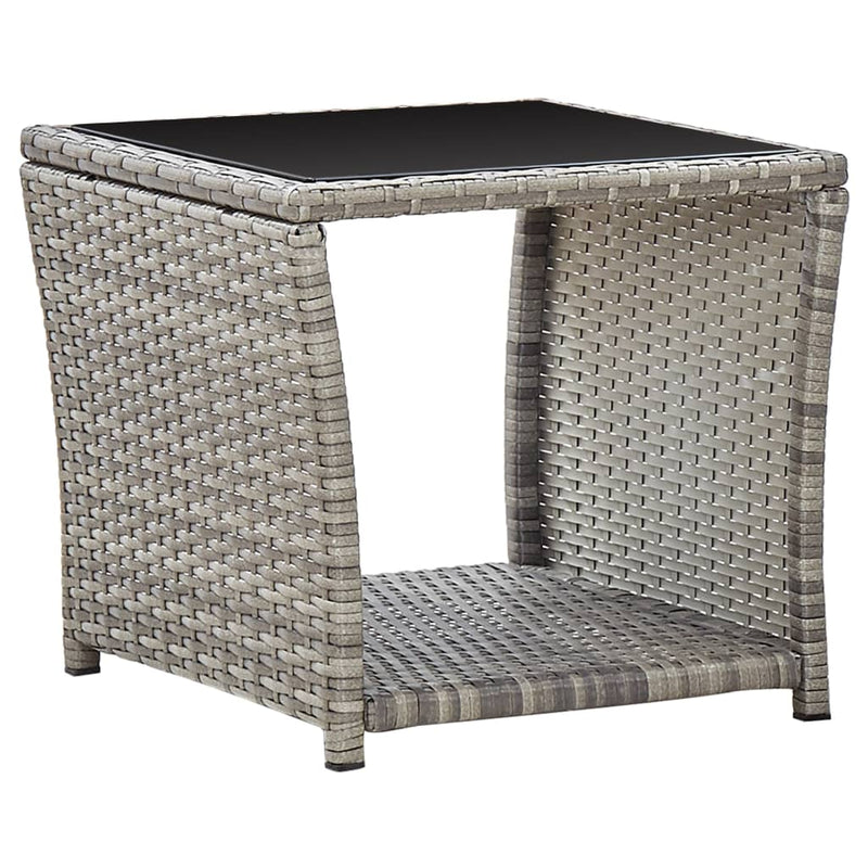 Salontafel 45x45x40 cm poly rattan en glas grijs MeubelReus