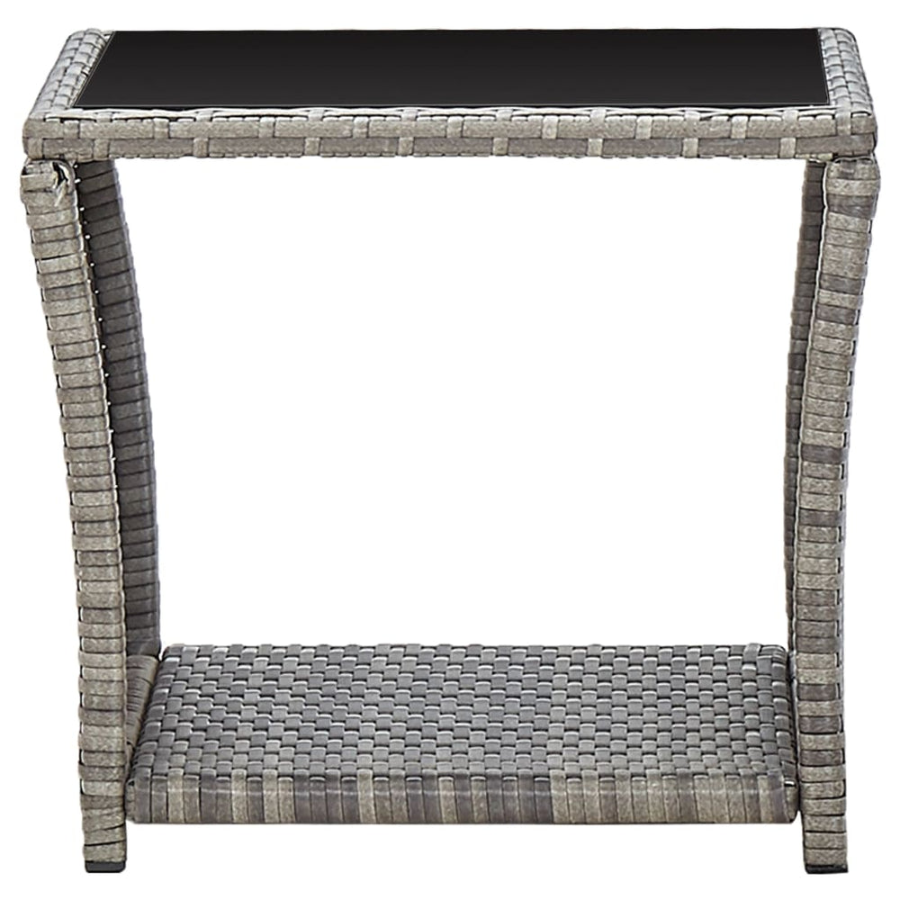 Salontafel 45x45x40 cm poly rattan en glas grijs MeubelReus