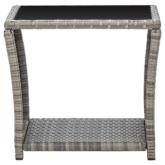 Salontafel 45x45x40 cm poly rattan en glas grijs MeubelReus