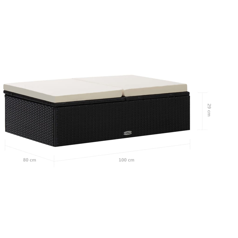 2-delige Loungeset met kussens poly rattan zwart MeubelReus