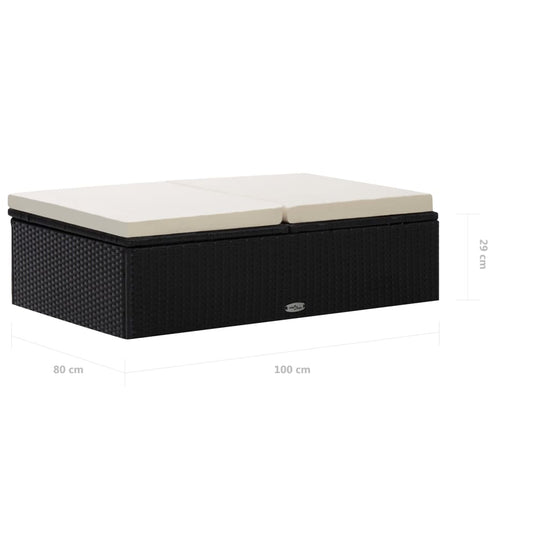 2-delige Loungeset met kussens poly rattan zwart MeubelReus