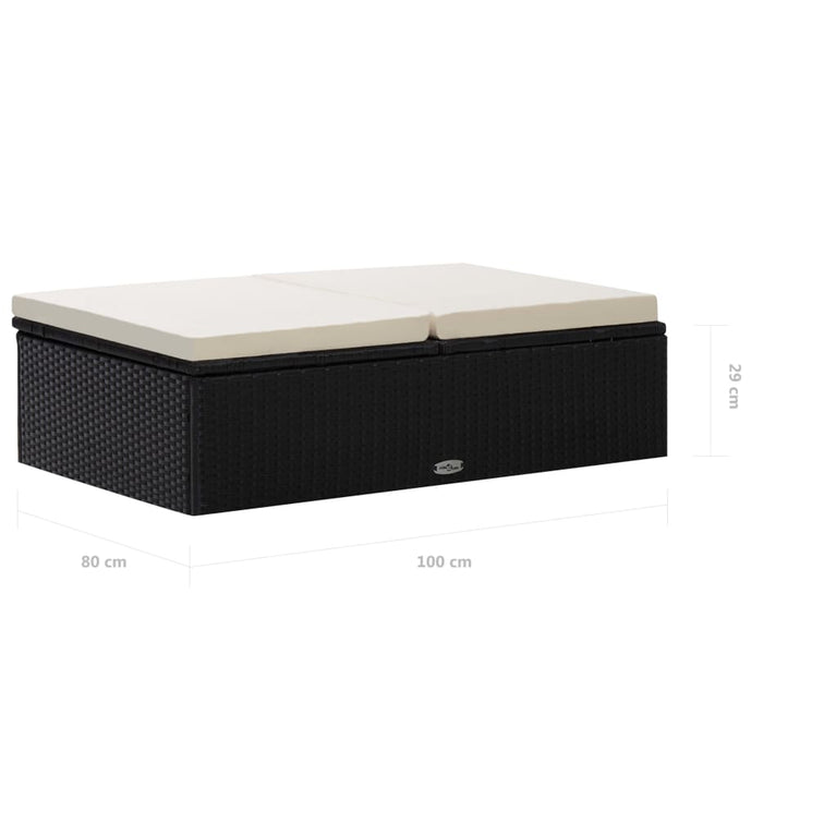 2-delige Loungeset met kussens poly rattan zwart MeubelReus