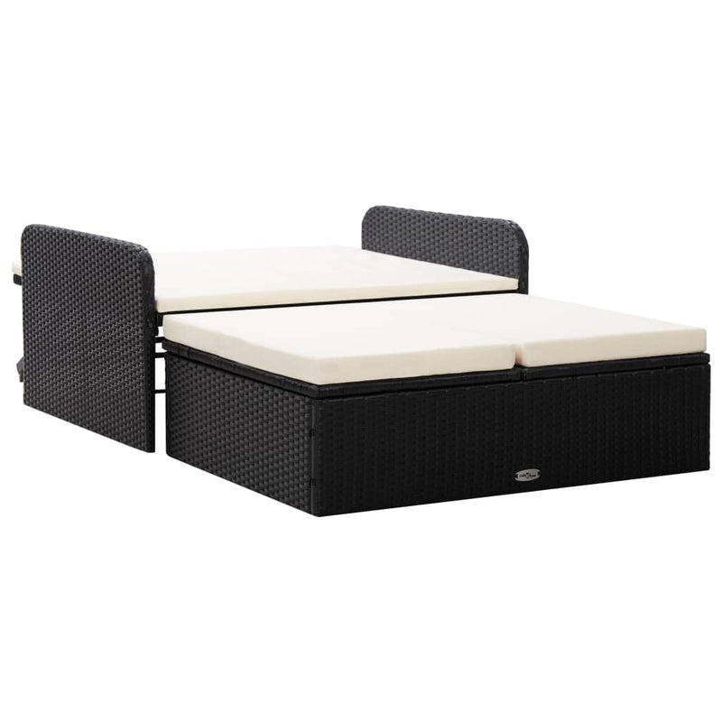 2-delige Loungeset met kussens poly rattan zwart MeubelReus