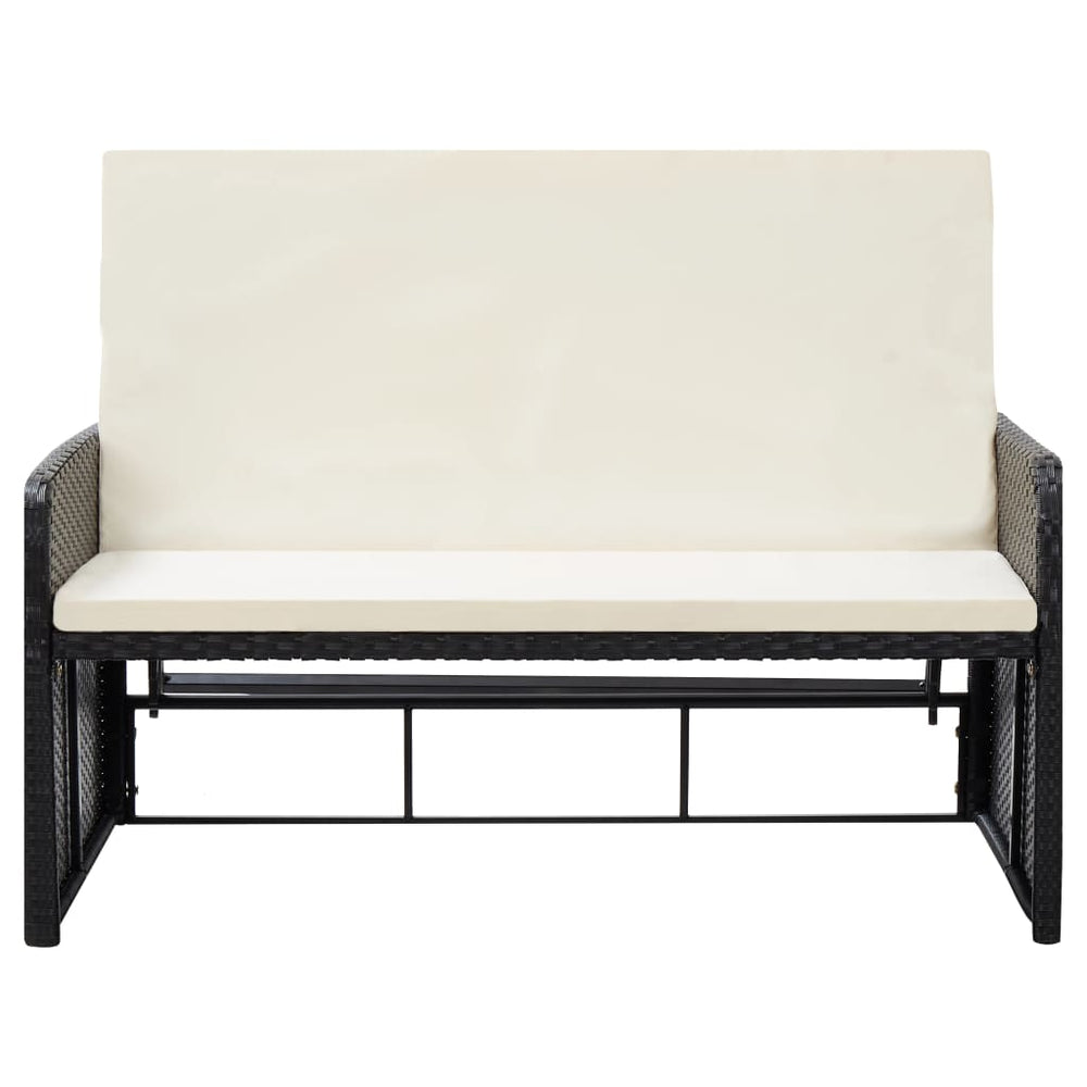 2-delige Loungeset met kussens poly rattan zwart MeubelReus
