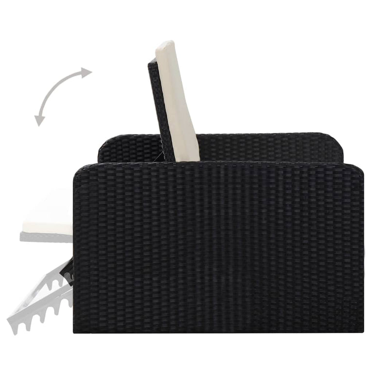 2-delige Loungeset met kussens poly rattan zwart MeubelReus