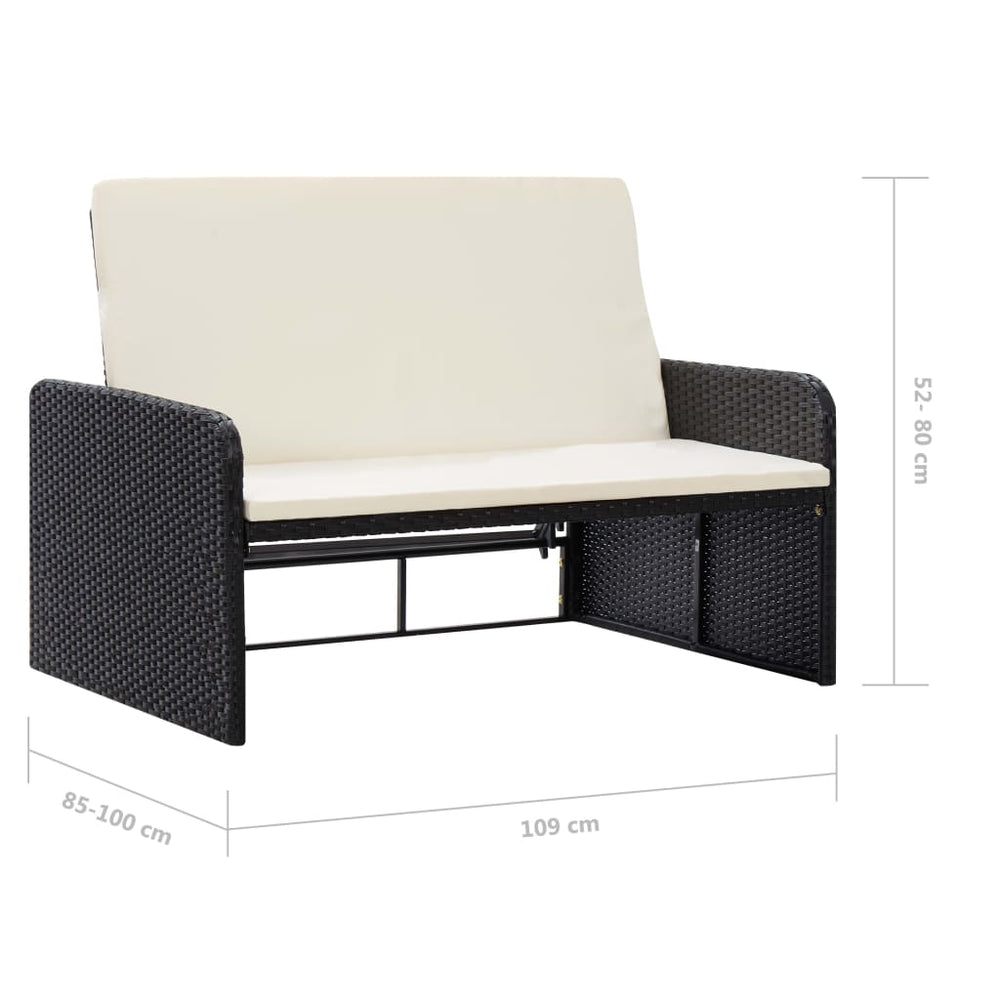 2-delige Loungeset met kussens poly rattan zwart MeubelReus