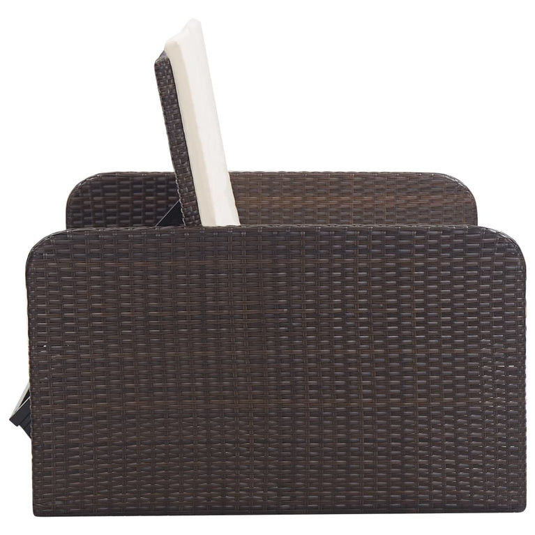 2-delige Loungeset met kussens poly rattan bruin MeubelReus