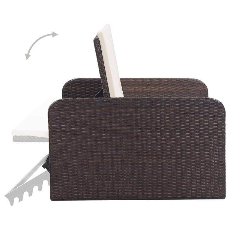 2-delige Loungeset met kussens poly rattan bruin MeubelReus