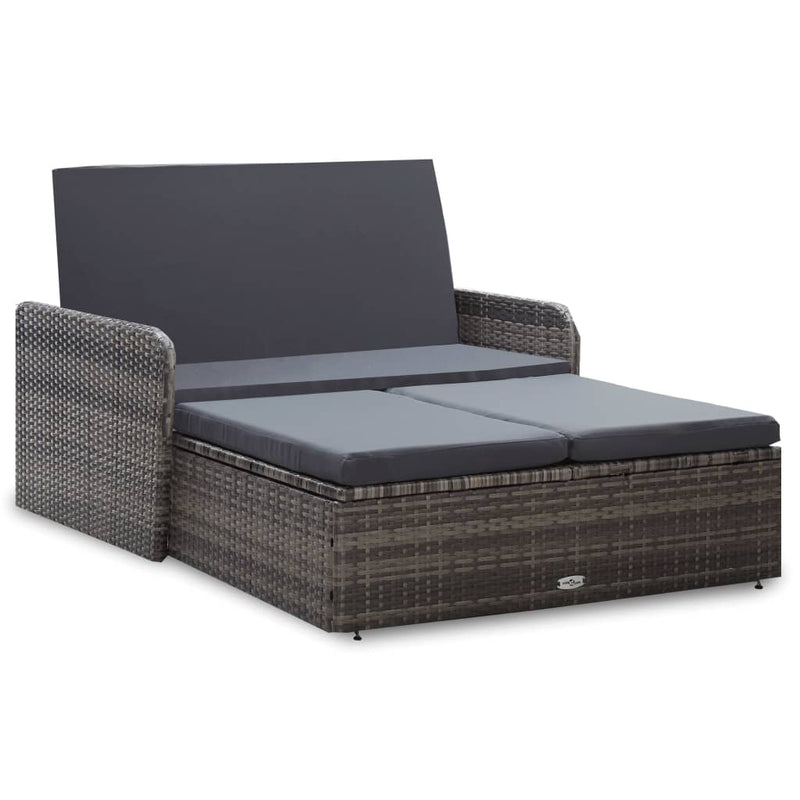 2-delige Loungeset met kussens poly rattan grijs MeubelReus