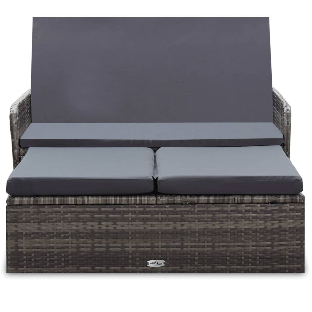 2-delige Loungeset met kussens poly rattan grijs MeubelReus