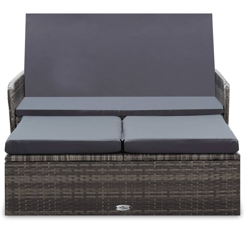 2-delige Loungeset met kussens poly rattan grijs MeubelReus