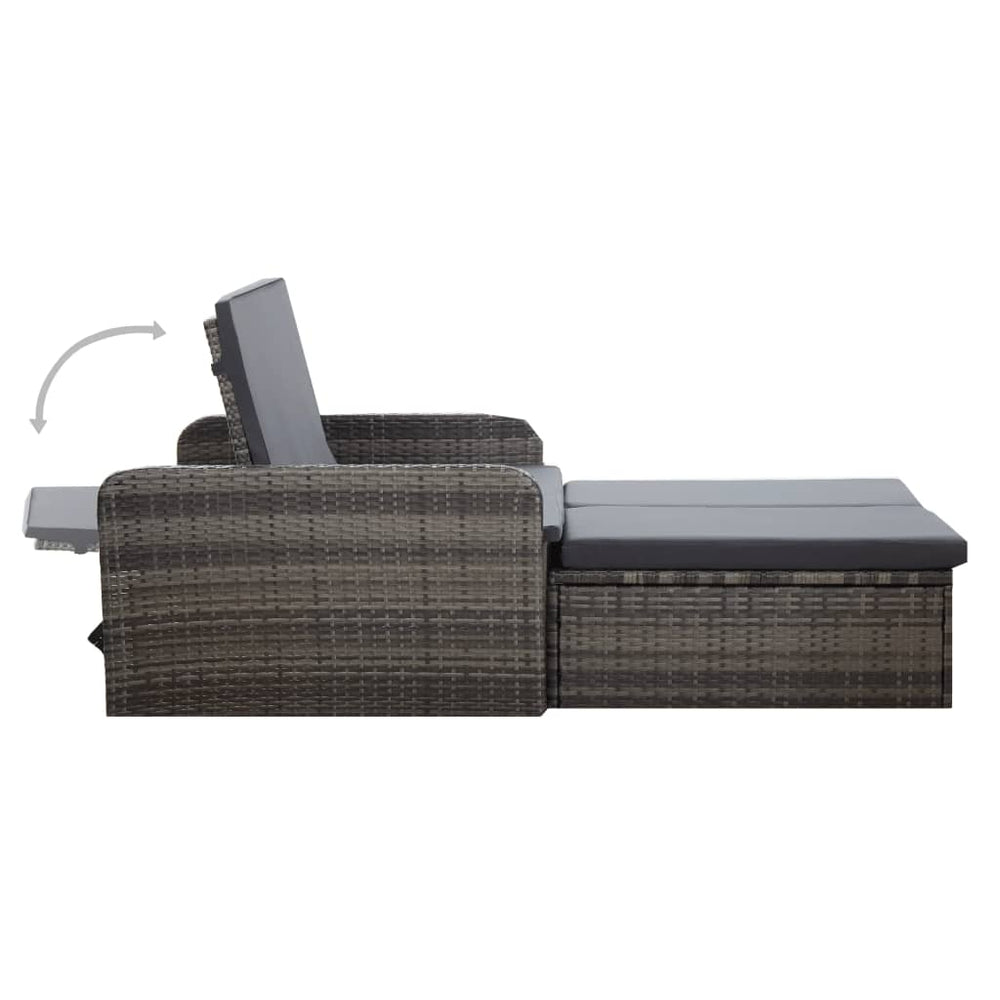 2-delige Loungeset met kussens poly rattan grijs MeubelReus