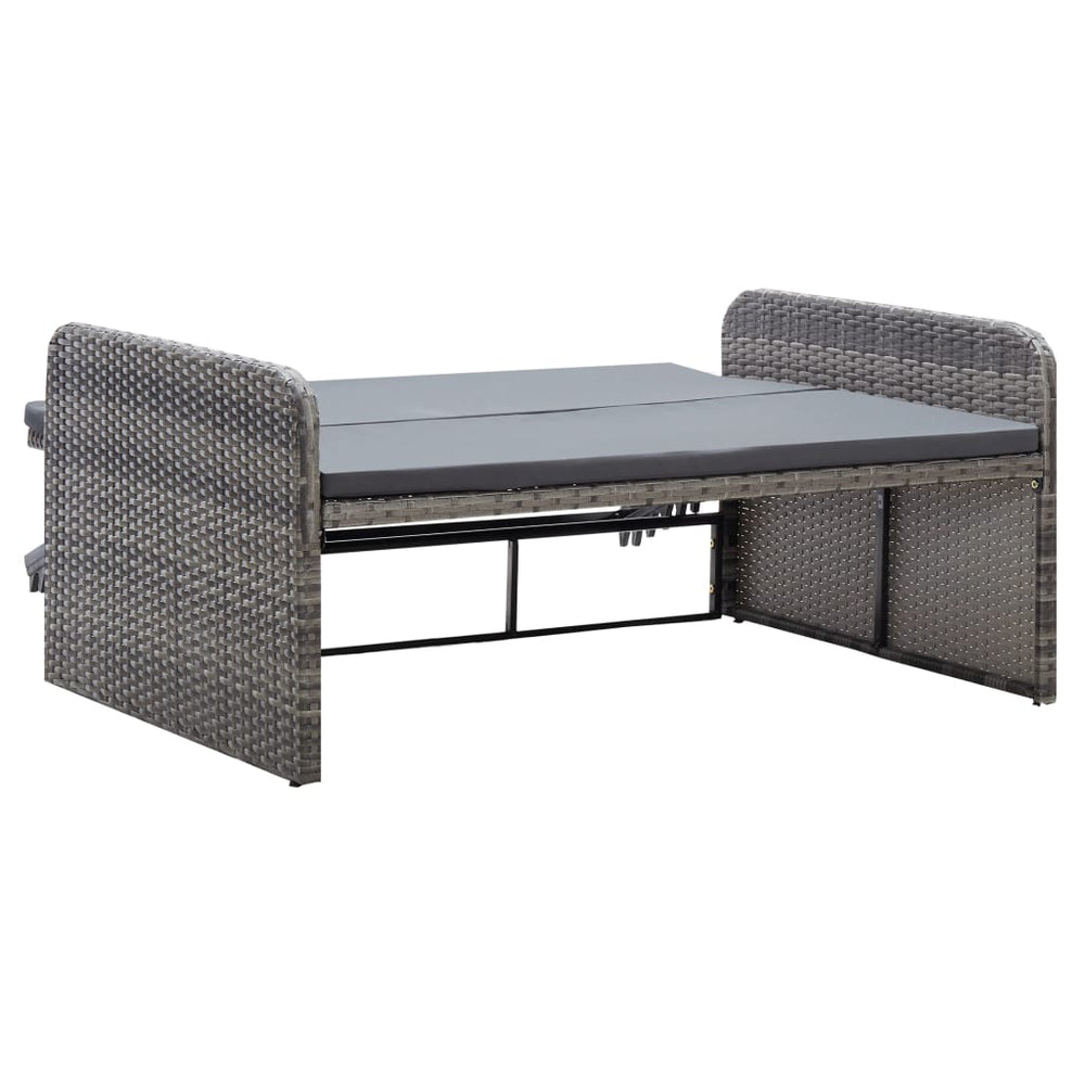 2-delige Loungeset met kussens poly rattan grijs MeubelReus