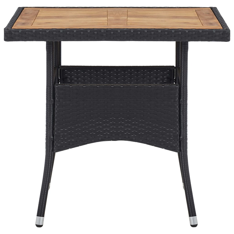 Tuintafel poly rattan en massief acaciahout zwart MeubelReus