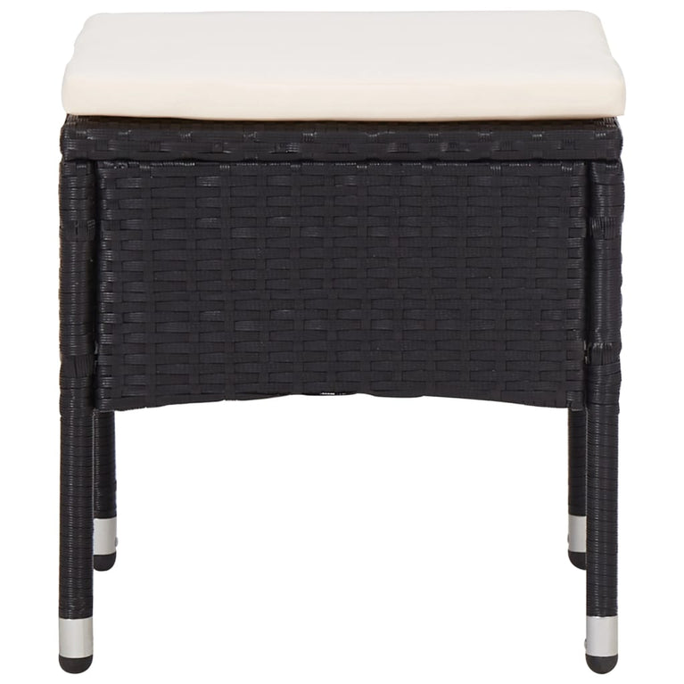 5-delige Tuinset poly rattan en glas zwart MeubelReus