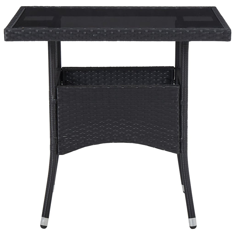 5-delige Tuinset poly rattan en glas zwart MeubelReus