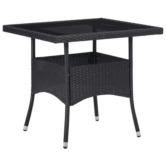 Tuintafel poly rattan en glas zwart MeubelReus