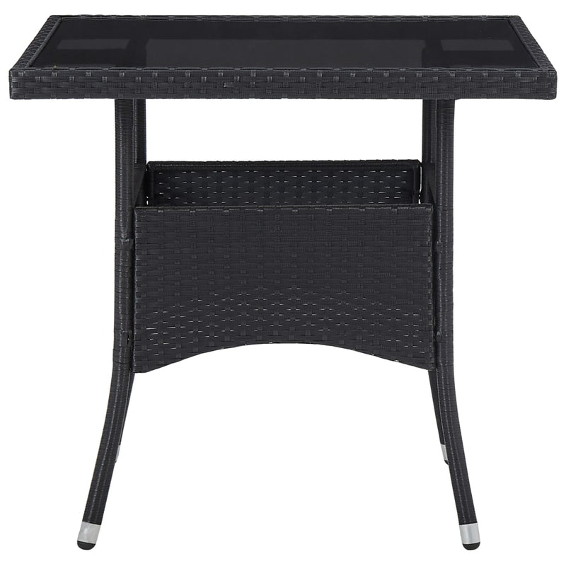 Tuintafel poly rattan en glas zwart MeubelReus