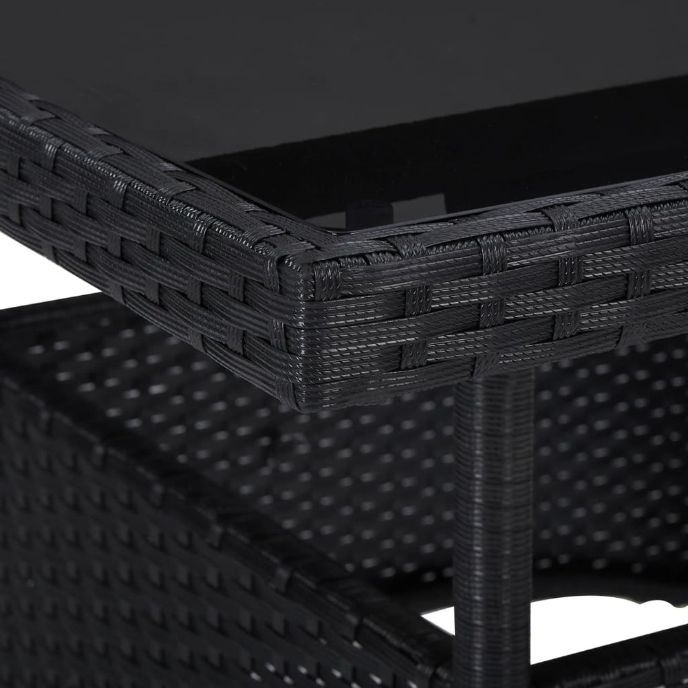 Tuintafel poly rattan en glas zwart MeubelReus