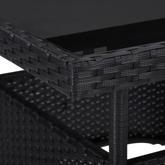 Tuintafel poly rattan en glas zwart MeubelReus