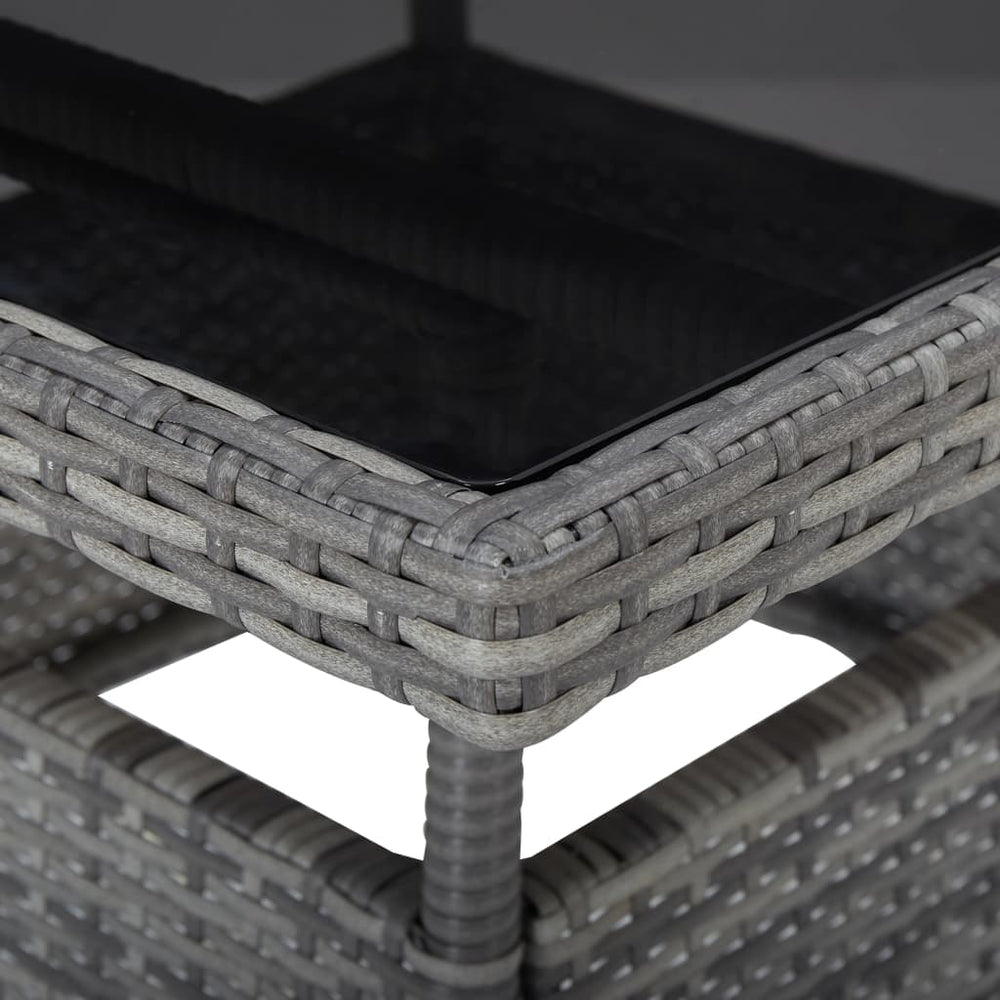 Tuintafel poly rattan en glas grijs MeubelReus