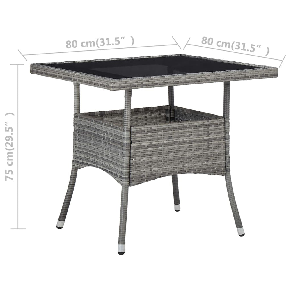 Tuintafel poly rattan en glas grijs MeubelReus