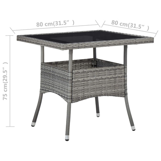 Tuintafel poly rattan en glas grijs MeubelReus