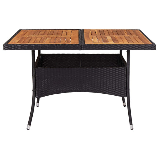 Tuintafel poly rattan en massief acaciahout zwart MeubelReus