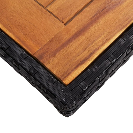 Tuintafel poly rattan en massief acaciahout zwart MeubelReus