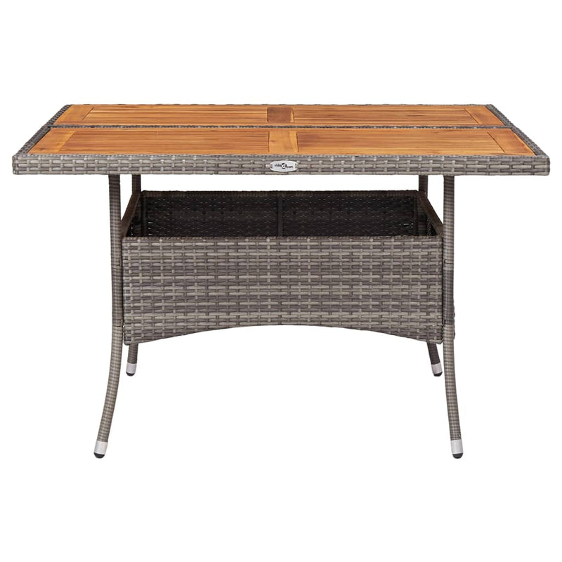 Tuintafel poly rattan en massief acaciahout grijs MeubelReus