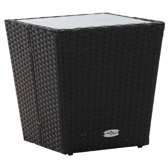 Theetafel 41,5x41,5x43 cm poly rattan en gehard glas zwart MeubelReus