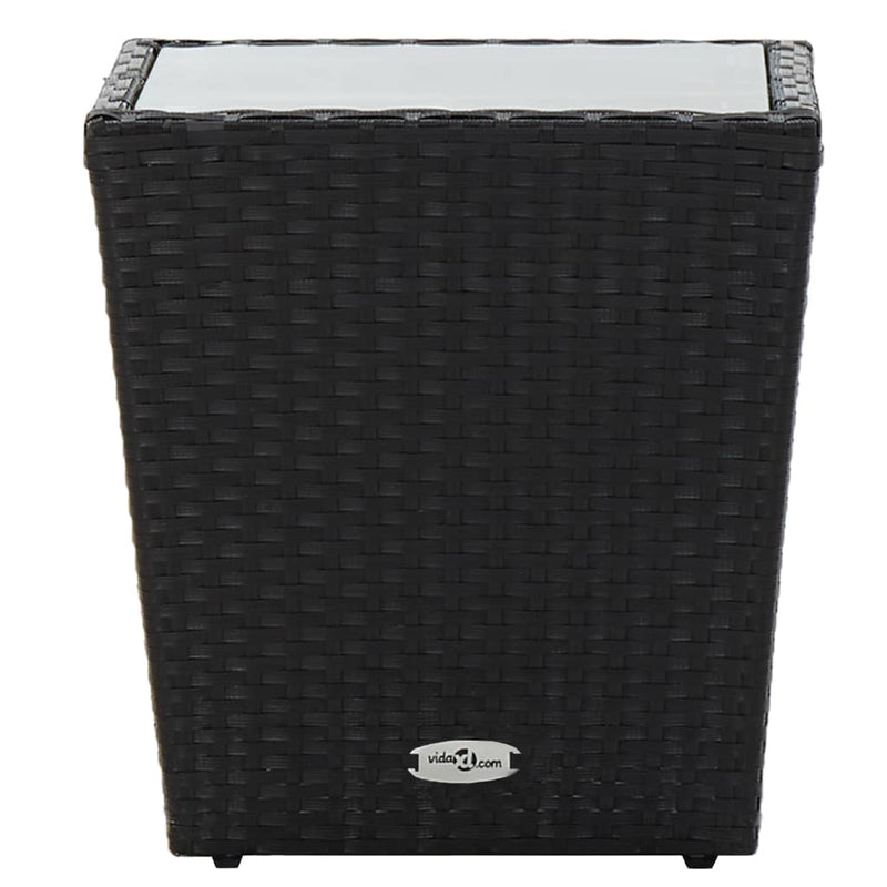 Theetafel 41,5x41,5x43 cm poly rattan en gehard glas zwart MeubelReus