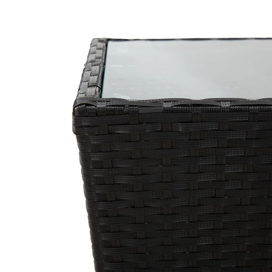 Theetafel 41,5x41,5x43 cm poly rattan en gehard glas zwart MeubelReus