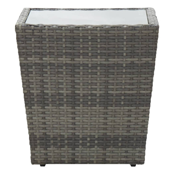 Theetafel 41,5x41,5x43 cm poly rattan en gehard glas grijs MeubelReus