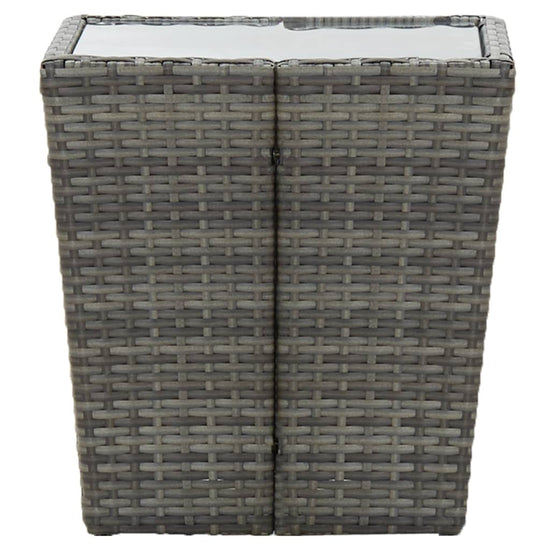 Theetafel 41,5x41,5x43 cm poly rattan en gehard glas grijs MeubelReus
