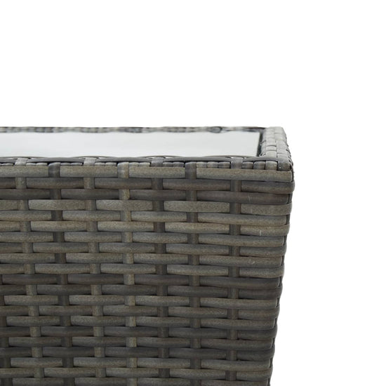 Theetafel 41,5x41,5x43 cm poly rattan en gehard glas grijs MeubelReus
